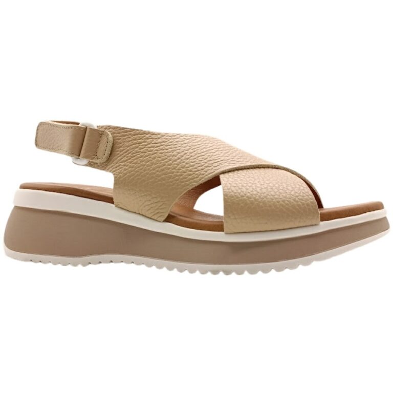 Sandalia de Piel Soft Velcro para Mujer modelo 5412 en color camel