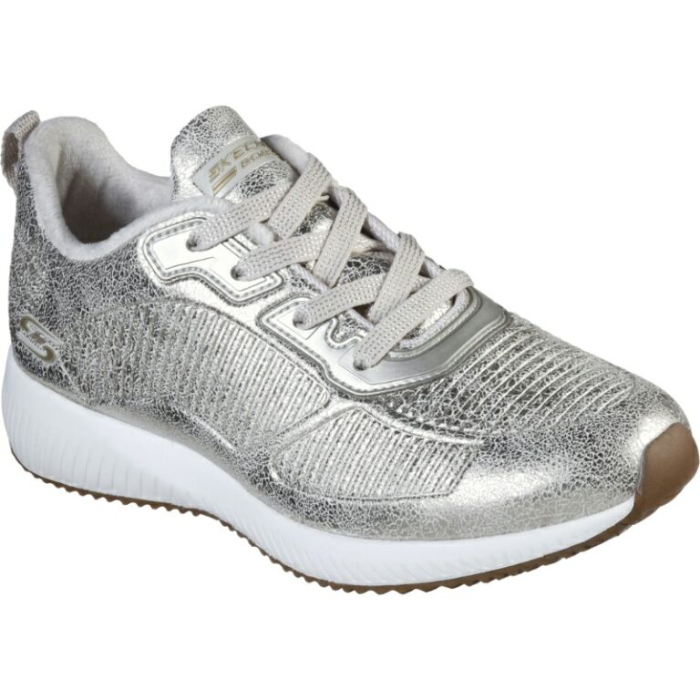 Deportivas de mujer Sparkle Bobs Skechers modelo 33155 en color platino