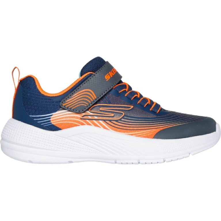 Deportivas de niño con velcro Advance Skechers modelo 403926L en color marino/naranja