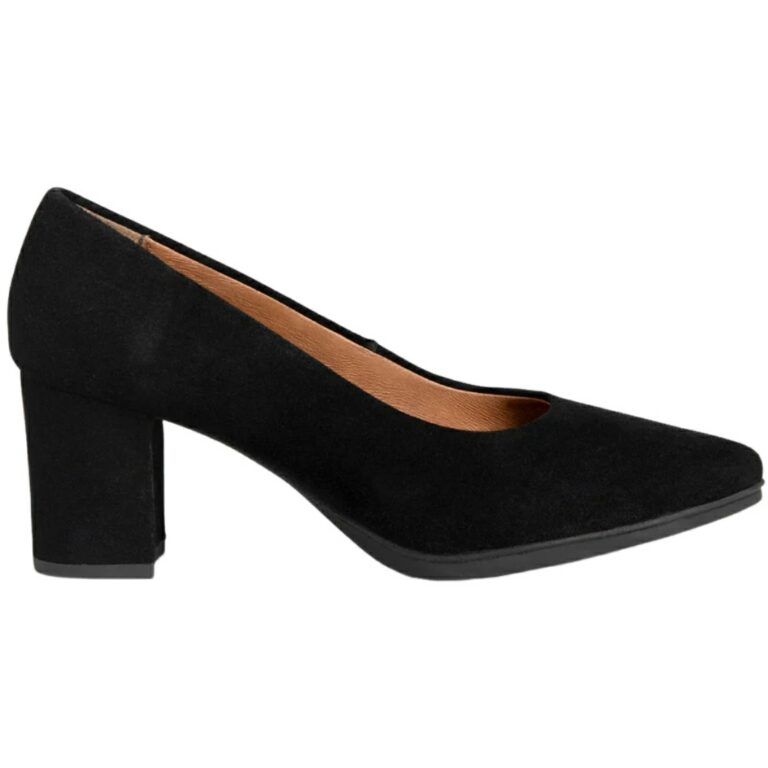 Zapatos de ante con tacón medio para mujer miMao modelo 24510 en color negro