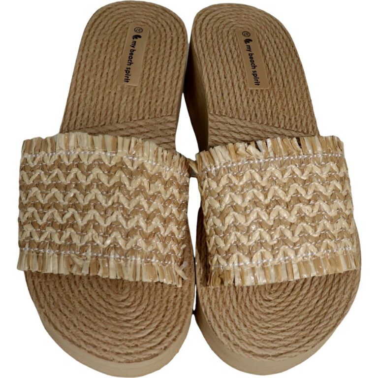 Chancla Sliper Trenzado Natural My Beach Spirit modelo MBS02254 en color beige