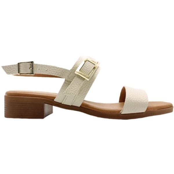 Sandalias de Piel Mujer con Hebilla Decorativa modelo 5347 en color hielo