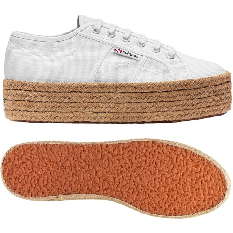 Zapatillas Superga Plataforma Yute Lona modelo S51186W en color blanco