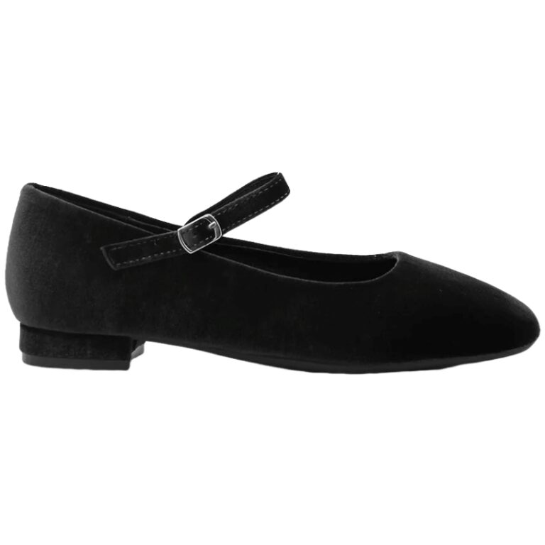 Bailarinas con Hebilla y Tacón Terciopelo Azarey modelo 459H585 en color negro